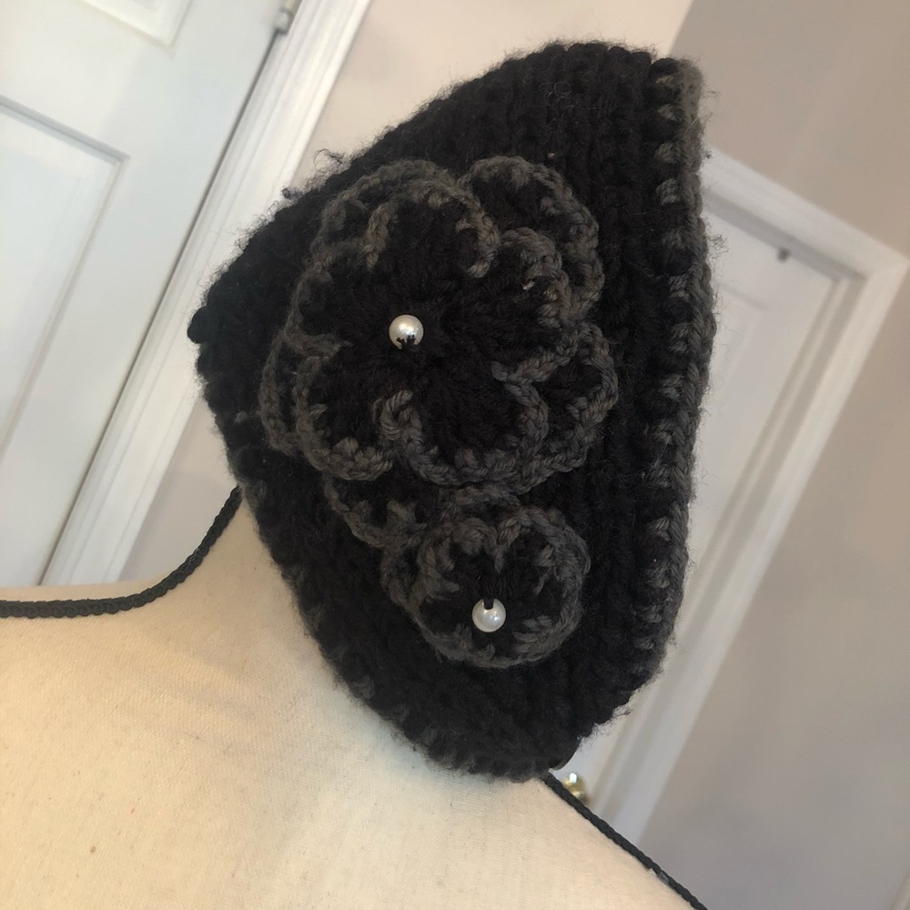 knitted Headband black and Gray